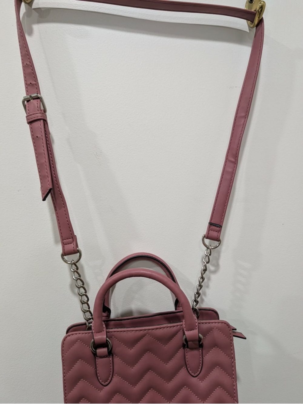 Nine West Pink Quilted Mini Satchel with Chain Strap - Picture 4 of 5